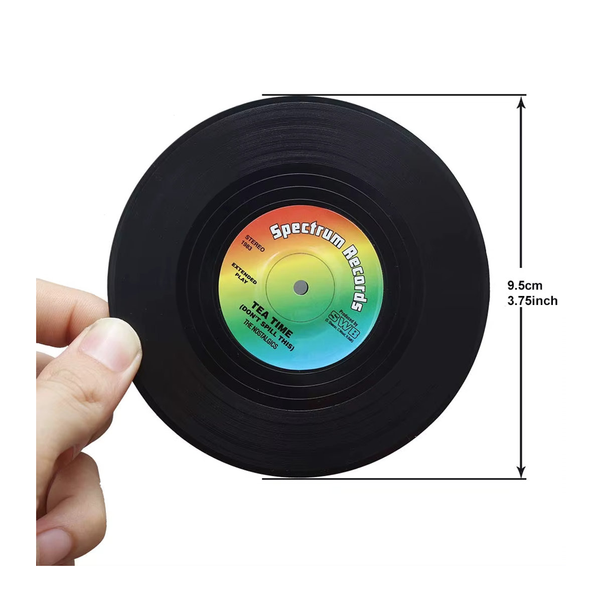 FEB.WIND Set aus 6 bunten Retro Vinyl Schallplatten Untersetzern aus Kunststoff, rund, mehrfarbig - Bild 4