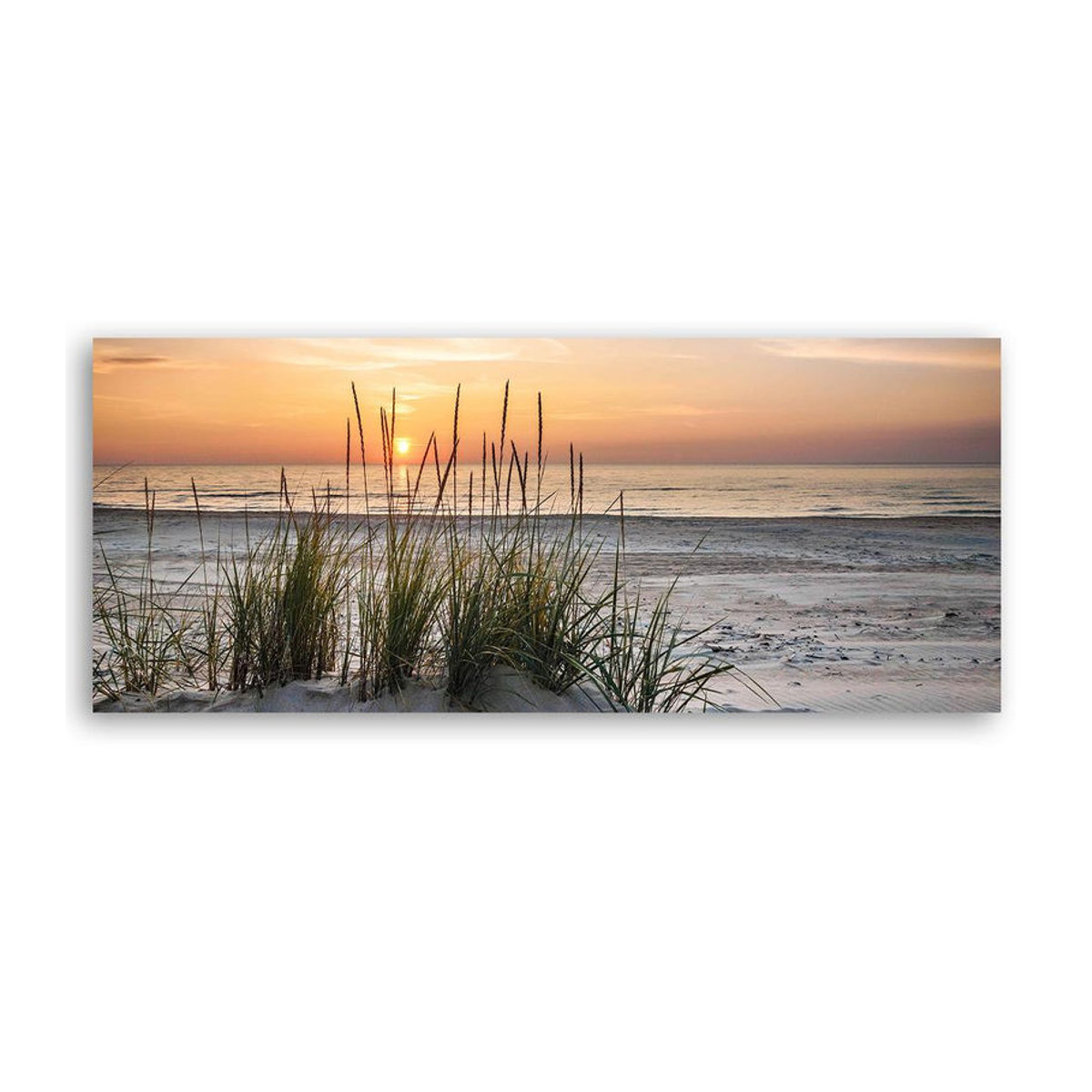 Feeby Leinwand Wanddekoration Sonnenuntergang am Strand in Orange, Breite: 90 cm, Höhe: 30 cm - Bild 3