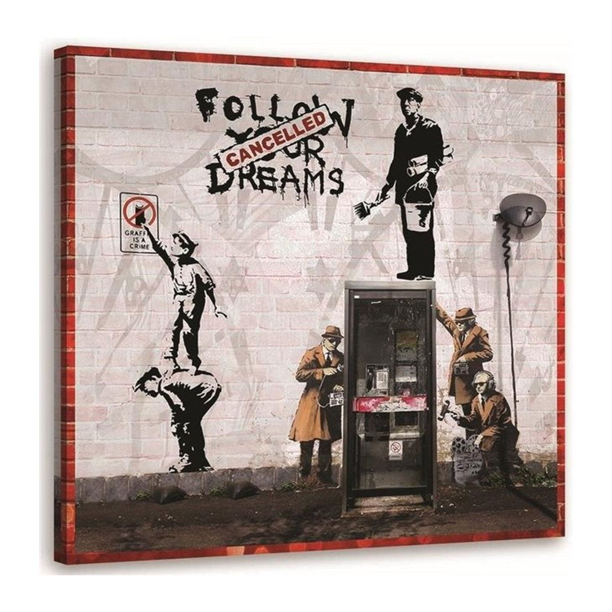 Feeby Leinwandbild Banksy Graffiti-Werke in Grau und Weiß, B/B: 30 x 30 cm - Bild 1