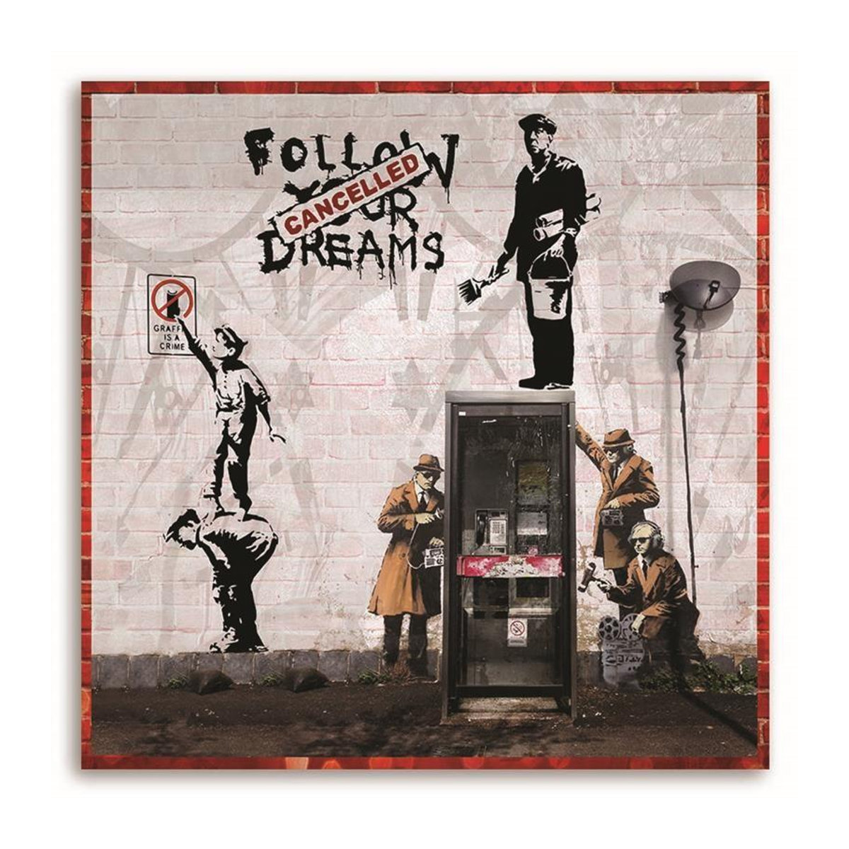Feeby Leinwandbild Banksy Graffiti-Werke in Grau und Weiß, B/B: 30 x 30 cm - Bild 2