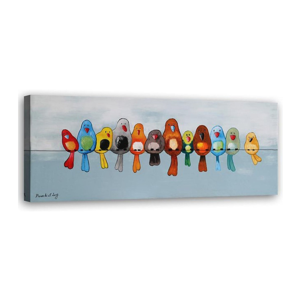Feeby Leinwandbild Bunte Vögel modern mehrfarbig Breite: 90 cm, Höhe: 90 cm - Bild 1