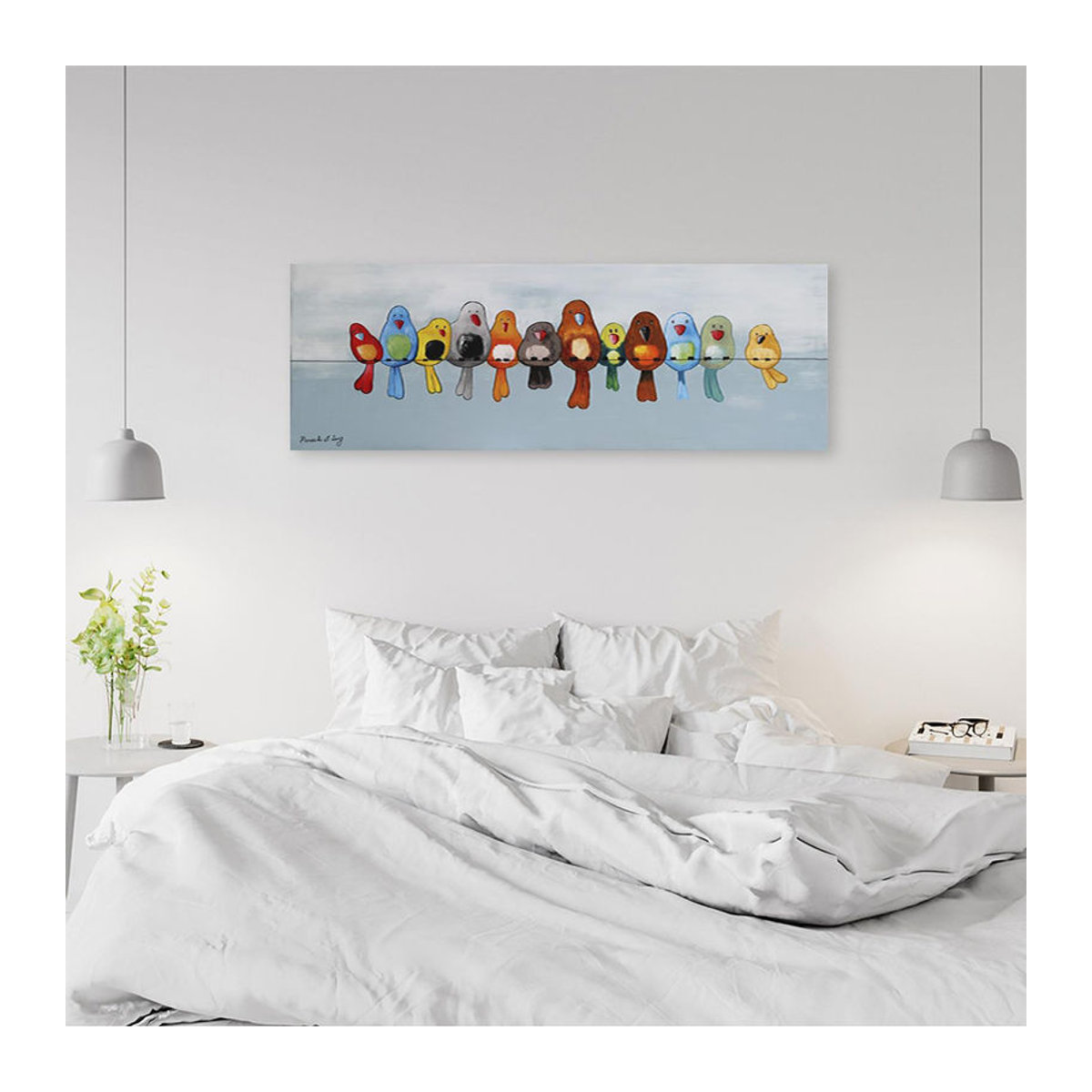 Feeby Leinwandbild Bunte Vögel modern mehrfarbig Breite: 90 cm, Höhe: 90 cm - Bild 2