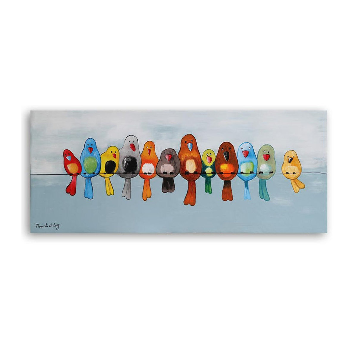 Feeby Leinwandbild Bunte Vögel modern mehrfarbig Breite: 90 cm, Höhe: 90 cm - Bild 3