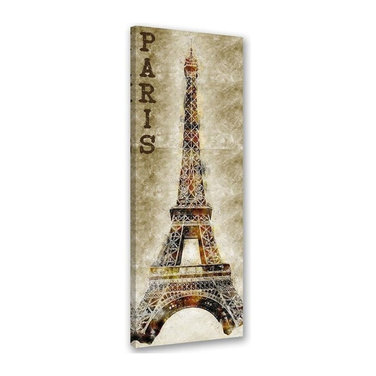 Feeby Leinwandbild Eiffelturm Paris Vintage Retro Beige B: 90 cm, H: 30 cm - Bild 1