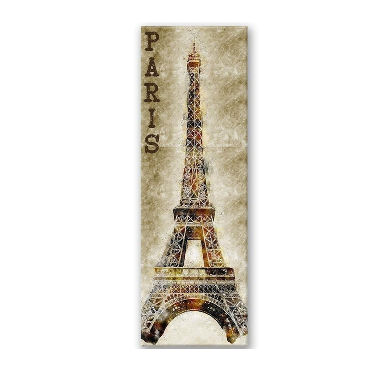 Feeby Leinwandbild Eiffelturm Paris Vintage Retro Beige B: 90 cm, H: 30 cm - Bild 2
