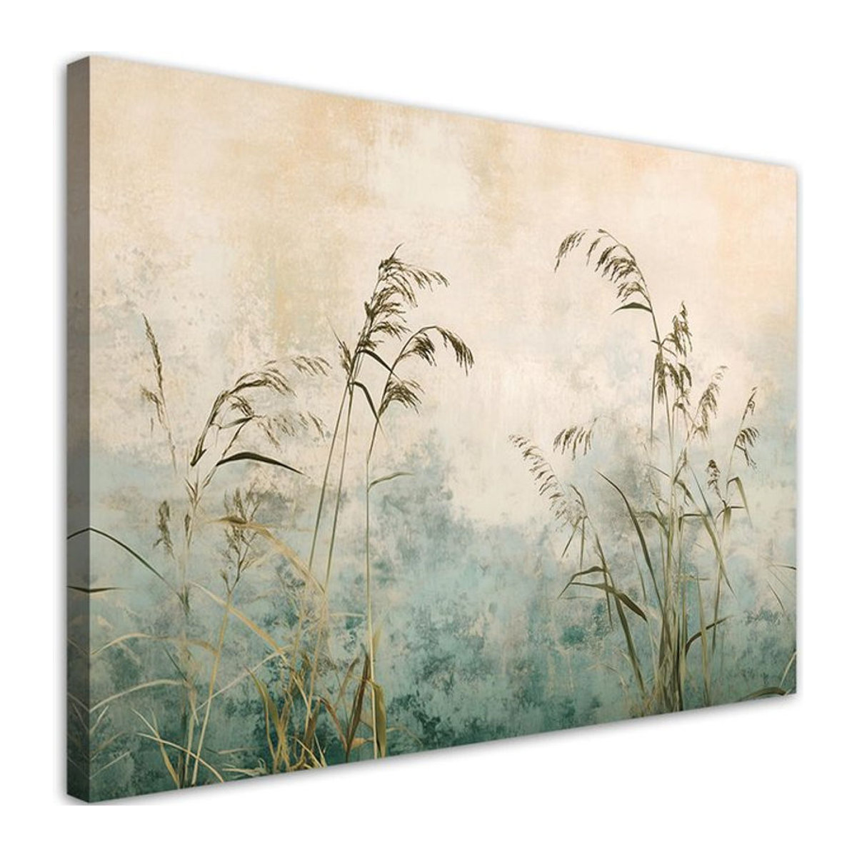 Feeby Leinwandbild Floral Gräser und Pflanzen in Grün und Mehrfarbig, B: 60 cm, H: 40 cm - Bild 1