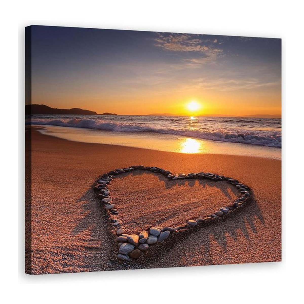 Feeby Leinwandbild Herz Liebe Strand Maritim Orange, B/H: 40 x 40 cm - Bild 1