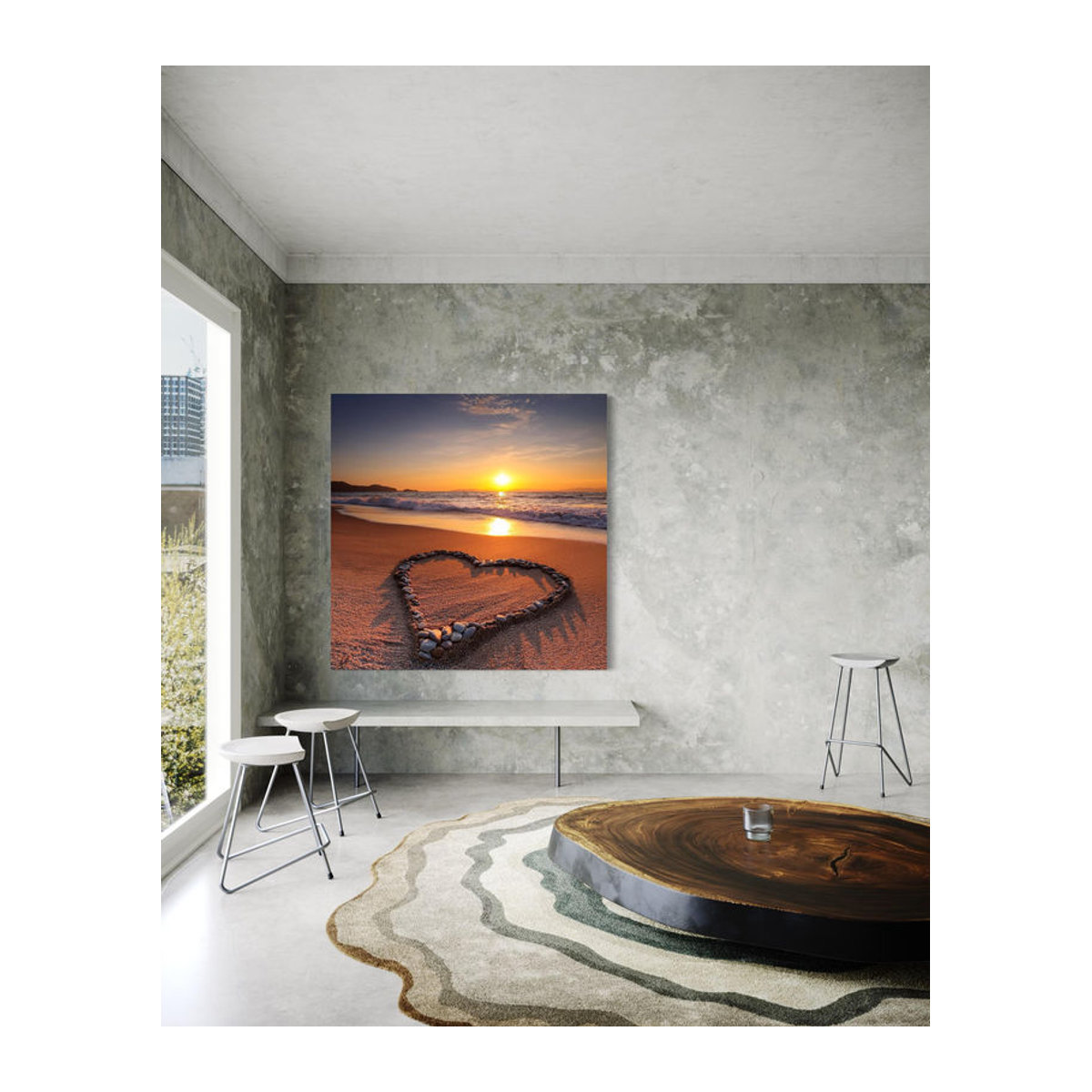 Feeby Leinwandbild Herz Liebe Strand Maritim Orange, B/H: 40 x 40 cm - Bild 2