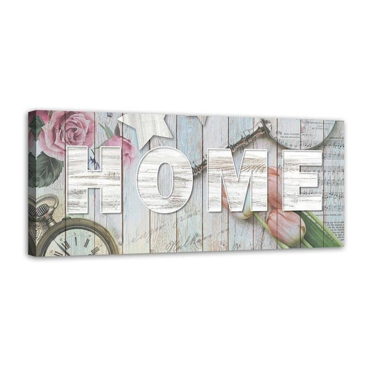 Feeby Leinwandbild Home Heart Rustikal in Holzoptik, B: 90 cm, H: 90 cm, T: 2 cm - Bild 1