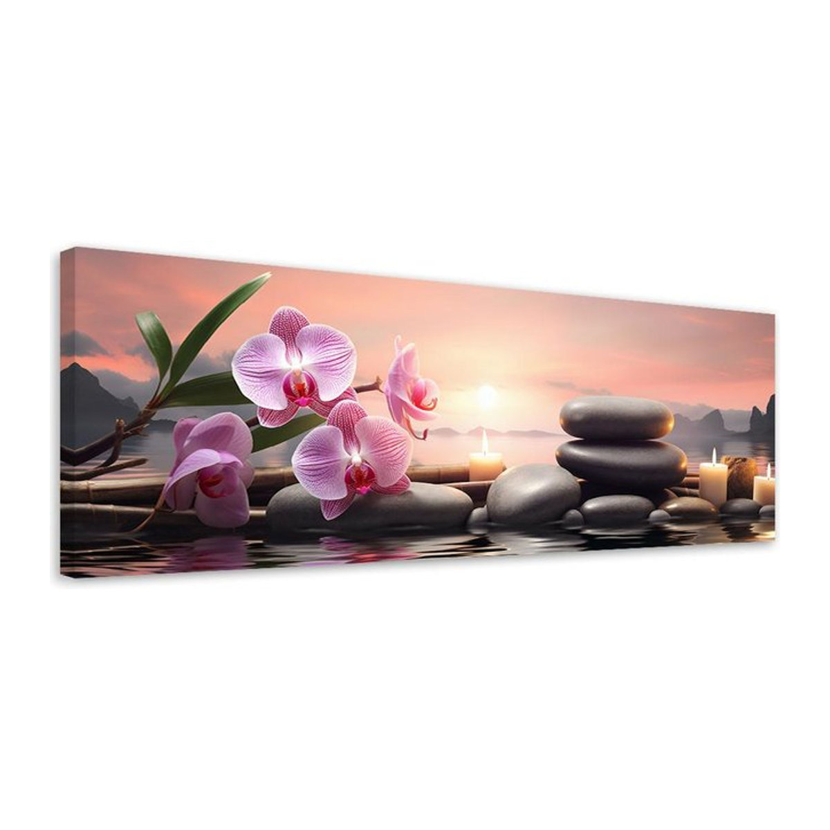 Feeby Leinwandbild Rosa Zen-Komposition, abstraktes florales Design in Querformat, Breite: 90 cm, Höhe: 90 cm - Bild 1