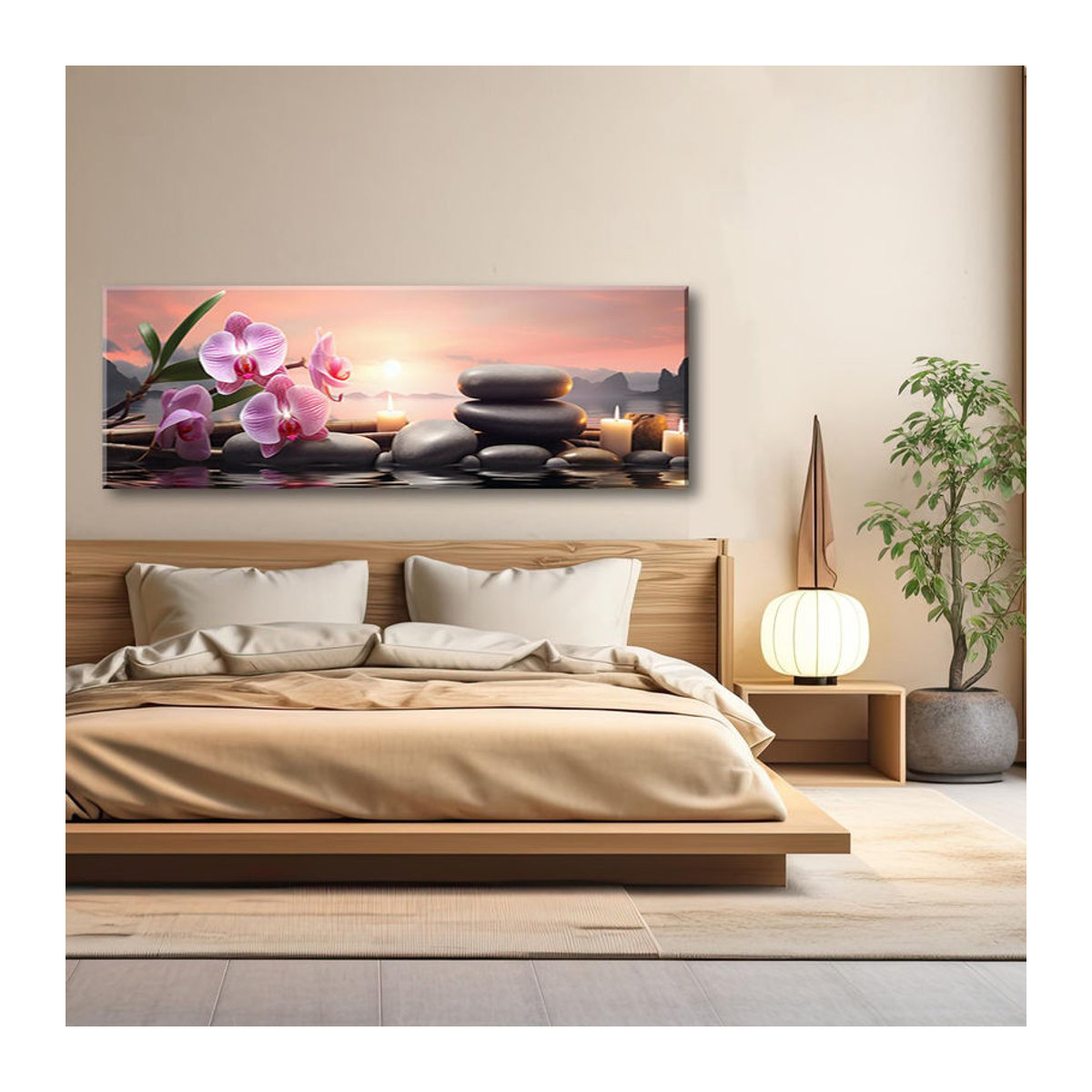 Feeby Leinwandbild Rosa Zen-Komposition, abstraktes florales Design in Querformat, Breite: 90 cm, Höhe: 90 cm - Bild 2