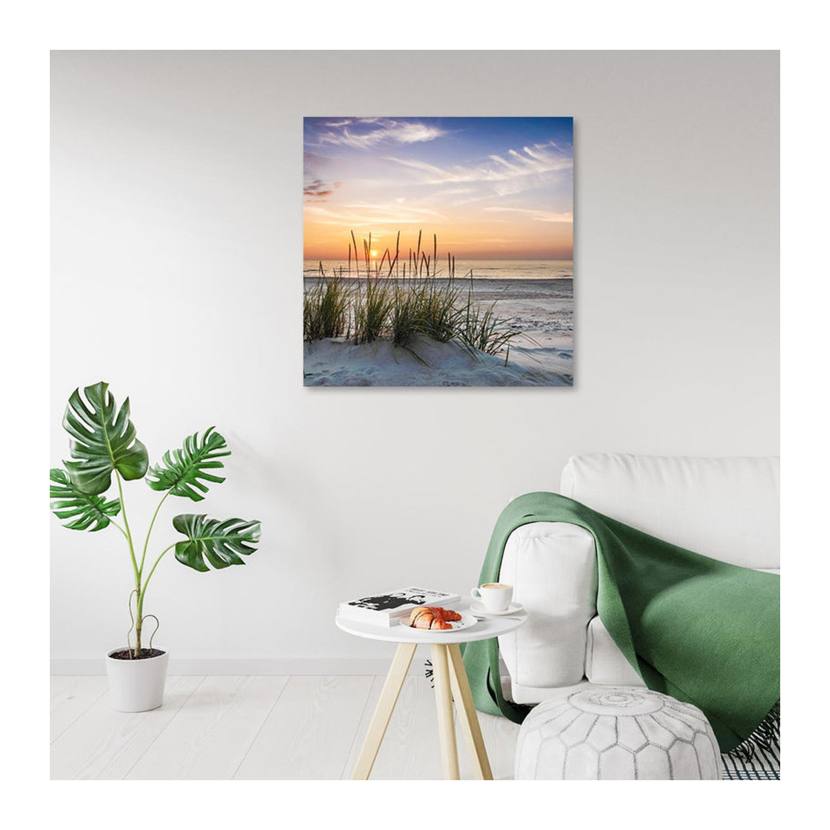 Feeby Leinwandbild Sonnenuntergang am Strand, quadratisch, beige/mehrfarbig, B/H: 30 x 30 cm - Bild 1