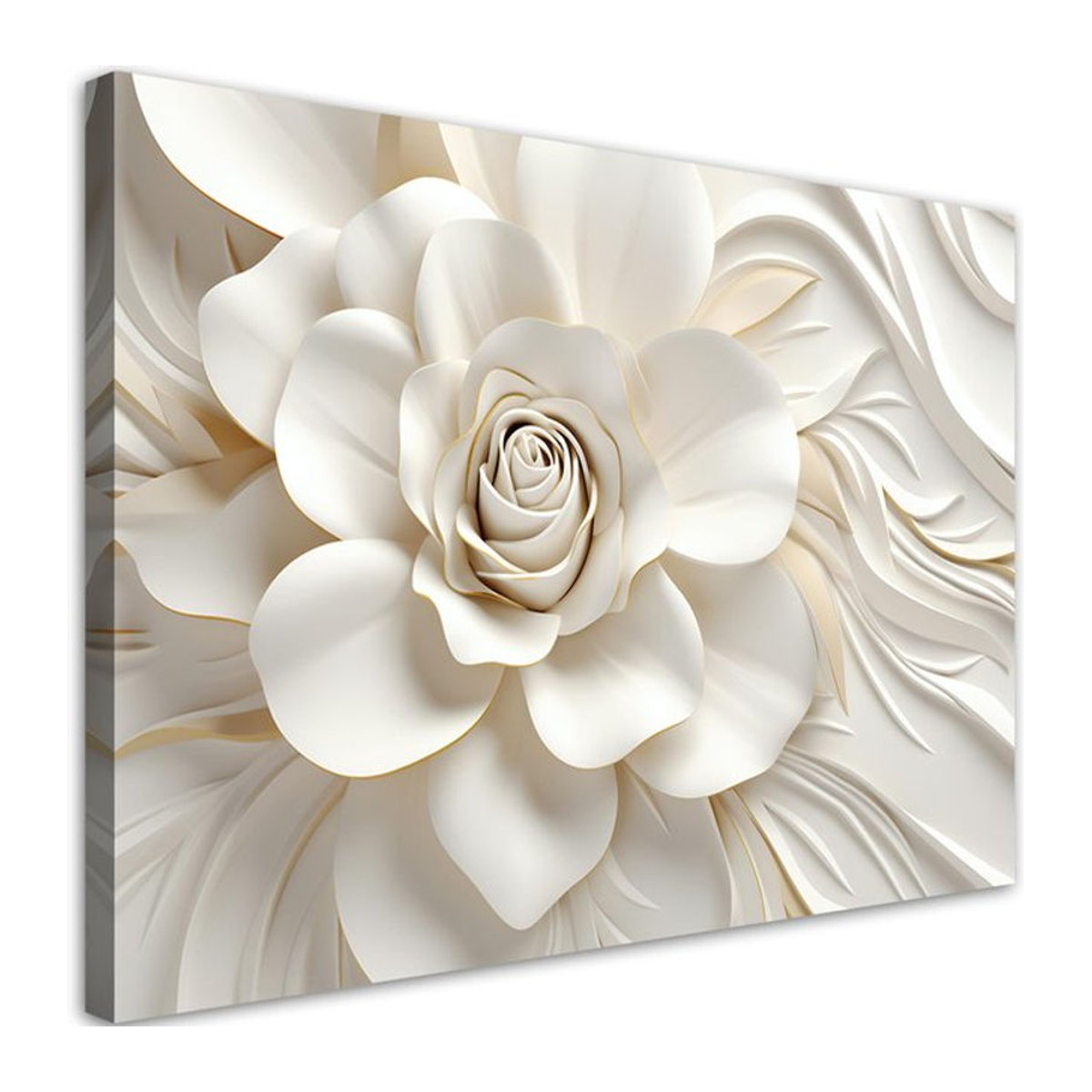 Feeby Leinwandbild Weiße Blume 3D Floral Modern Weiß B: 60 cm, H: 40 cm - Bild 1