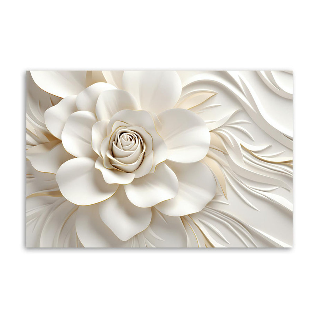 Feeby Leinwandbild Weiße Blume 3D Floral Modern Weiß B: 60 cm, H: 40 cm - Bild 3