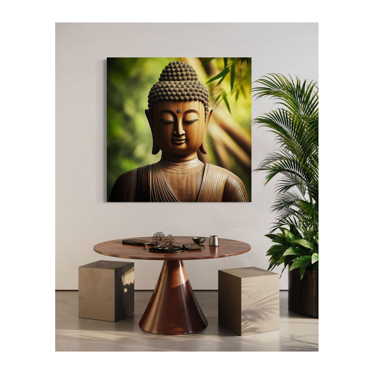 Feeby Leinwanddruck Buddha Zen Statue in Braun, quadratisch, B/H: 30 x 30 cm - Bild 2