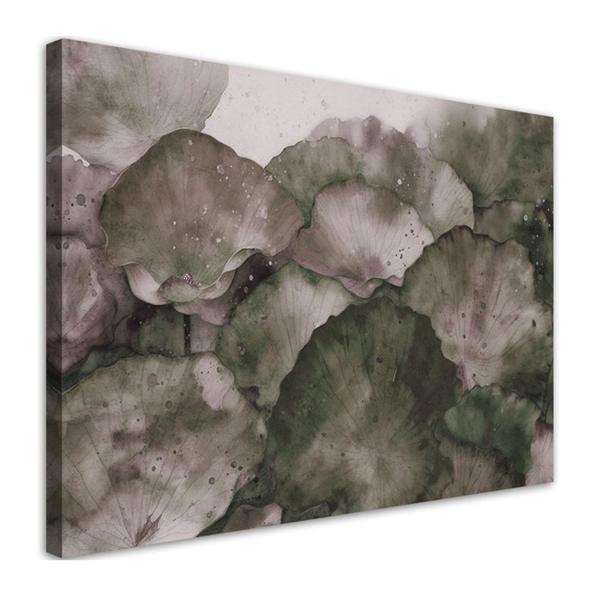Feeby Leinwanddruck Lotusblätter Aquarell, B: 60 cm, H: 40 cm - Bild 1