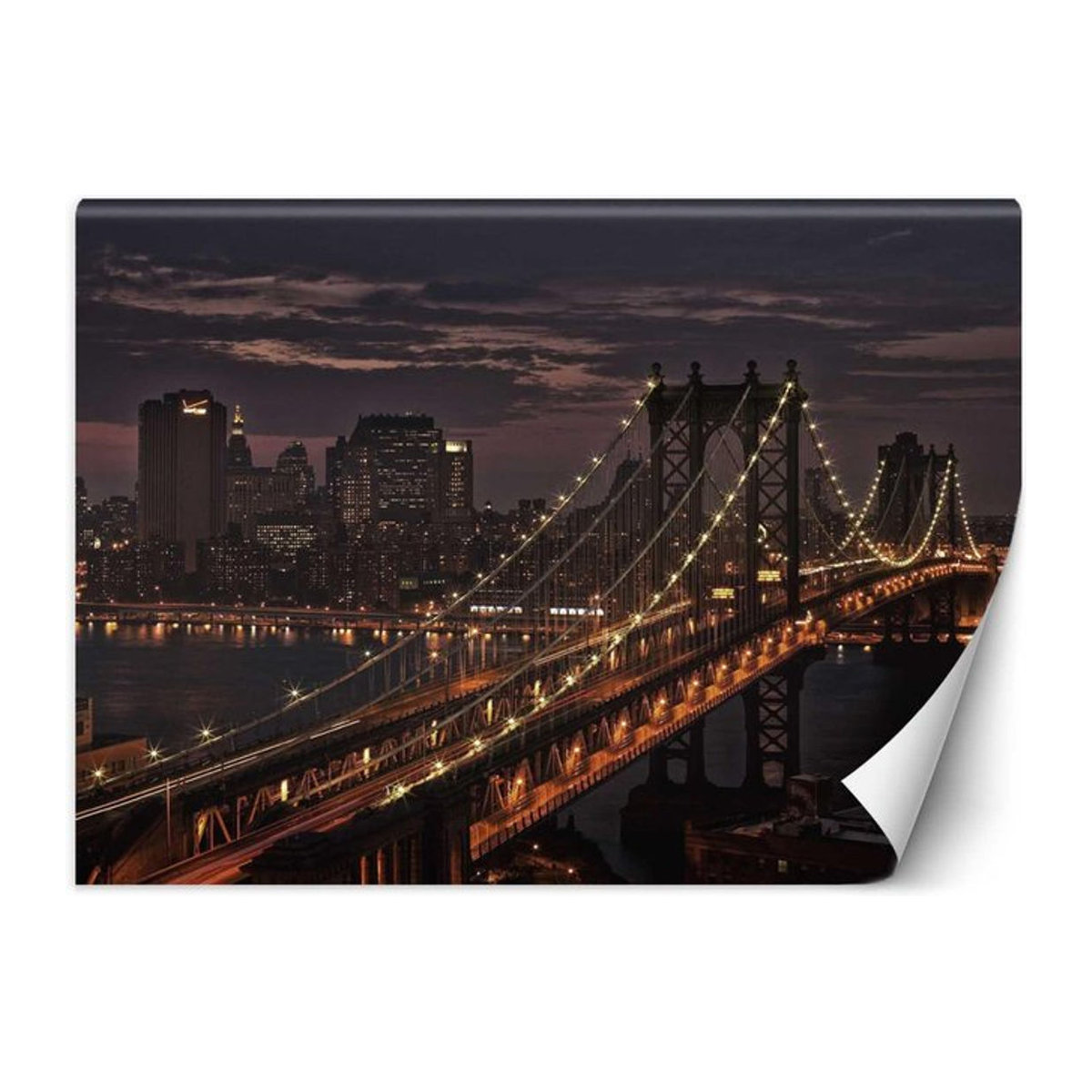 Feeby Tapete New York Brücke in Braun und Mehrfarbig, Breite: 100 cm, Höhe: 70 cm - Bild 1