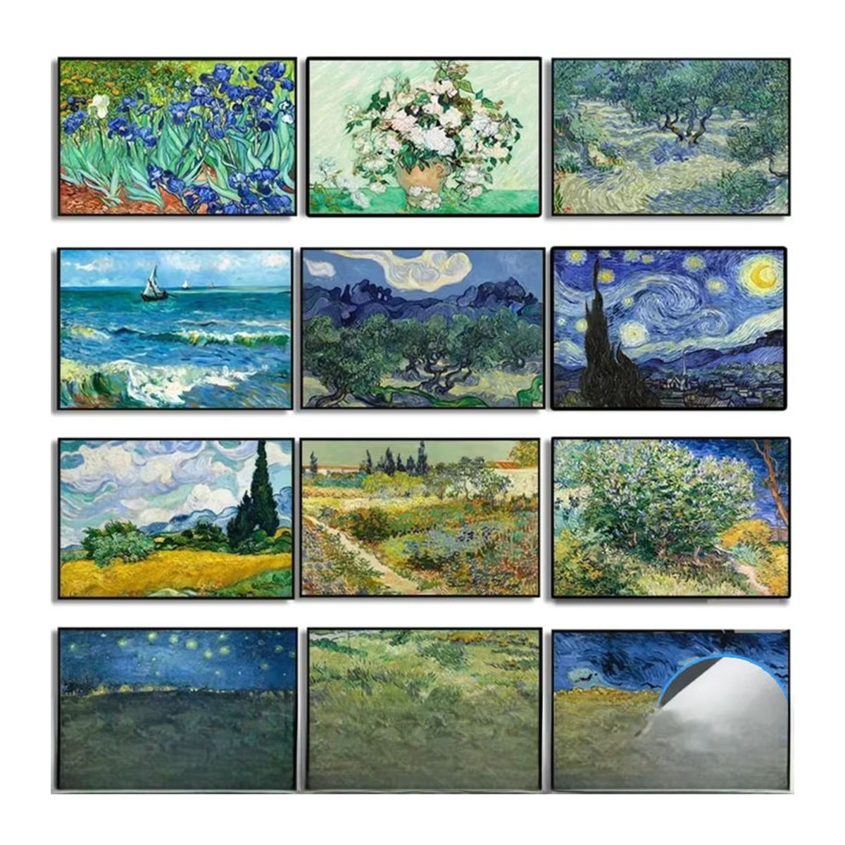 Feenstaub AB DIY Van Gogh Diamantgemälde 5D Vollmosaik Abstrakt Mandelblüten Sternennacht Mehrfarbig - Bild 2