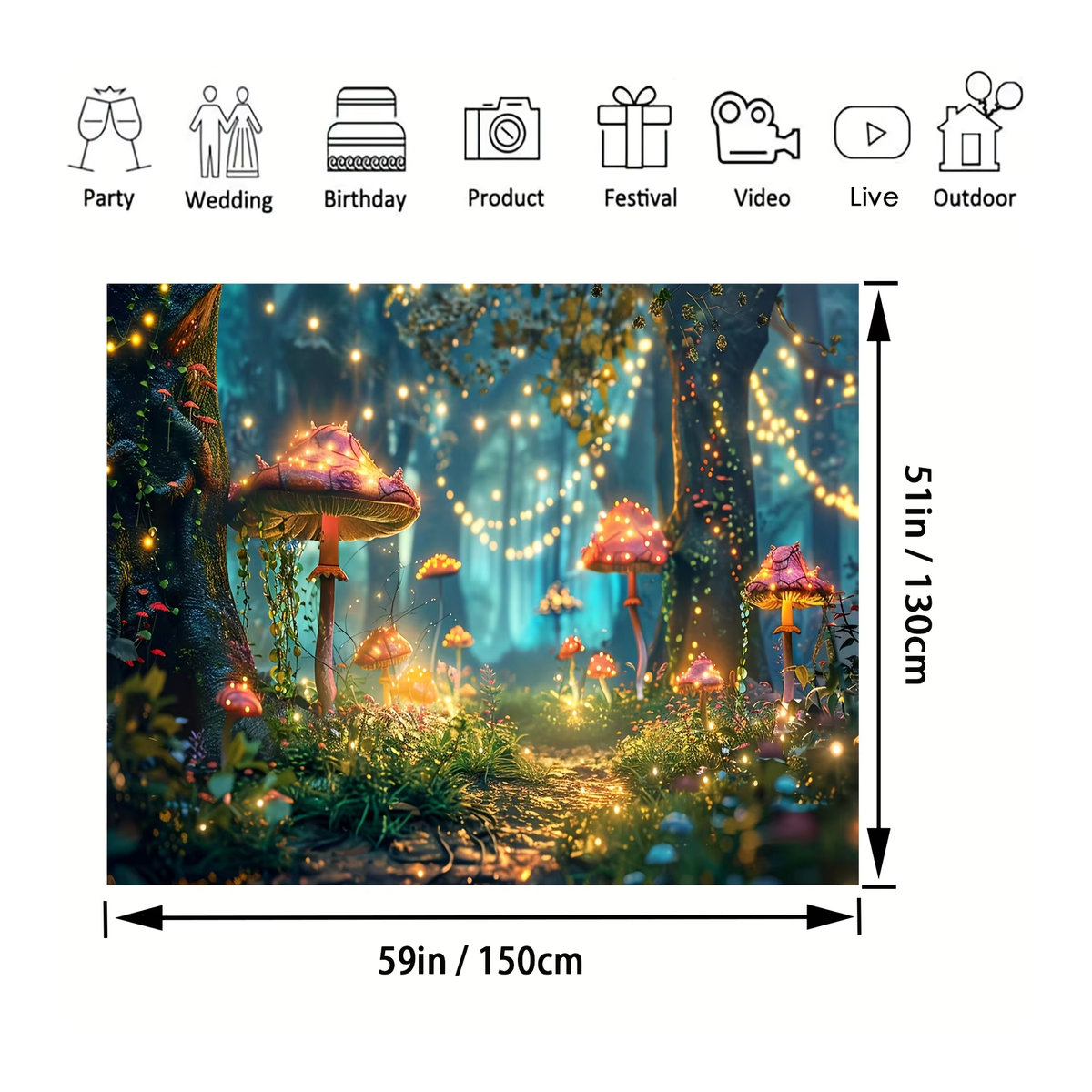 Feenwald Glitzerbaum Hintergrund für Fotoshootings und Geburtstage, mehrfarbig, rechteckig - Bild 3