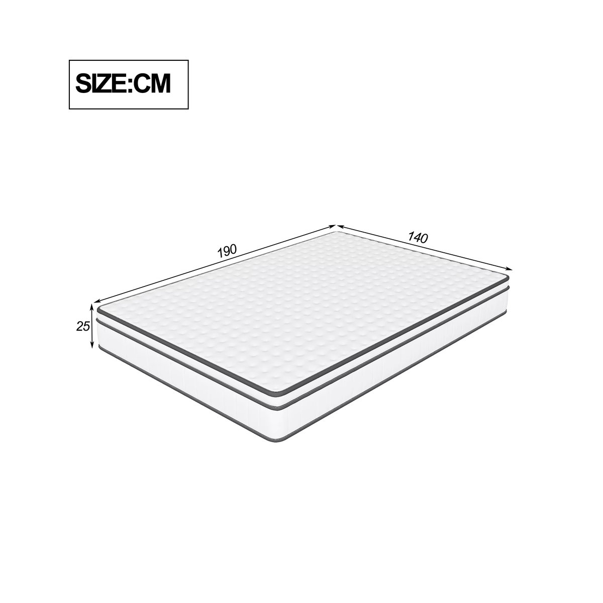 FEEOHOME Hybrid Federkernmatratze mit 7 Zonen und OEKO-TEX-Zertifizierung, Weiß, H3 mittlere Festigkeit, B/T: 140 x 190 cm, Höhe: 25 cm - Bild 2