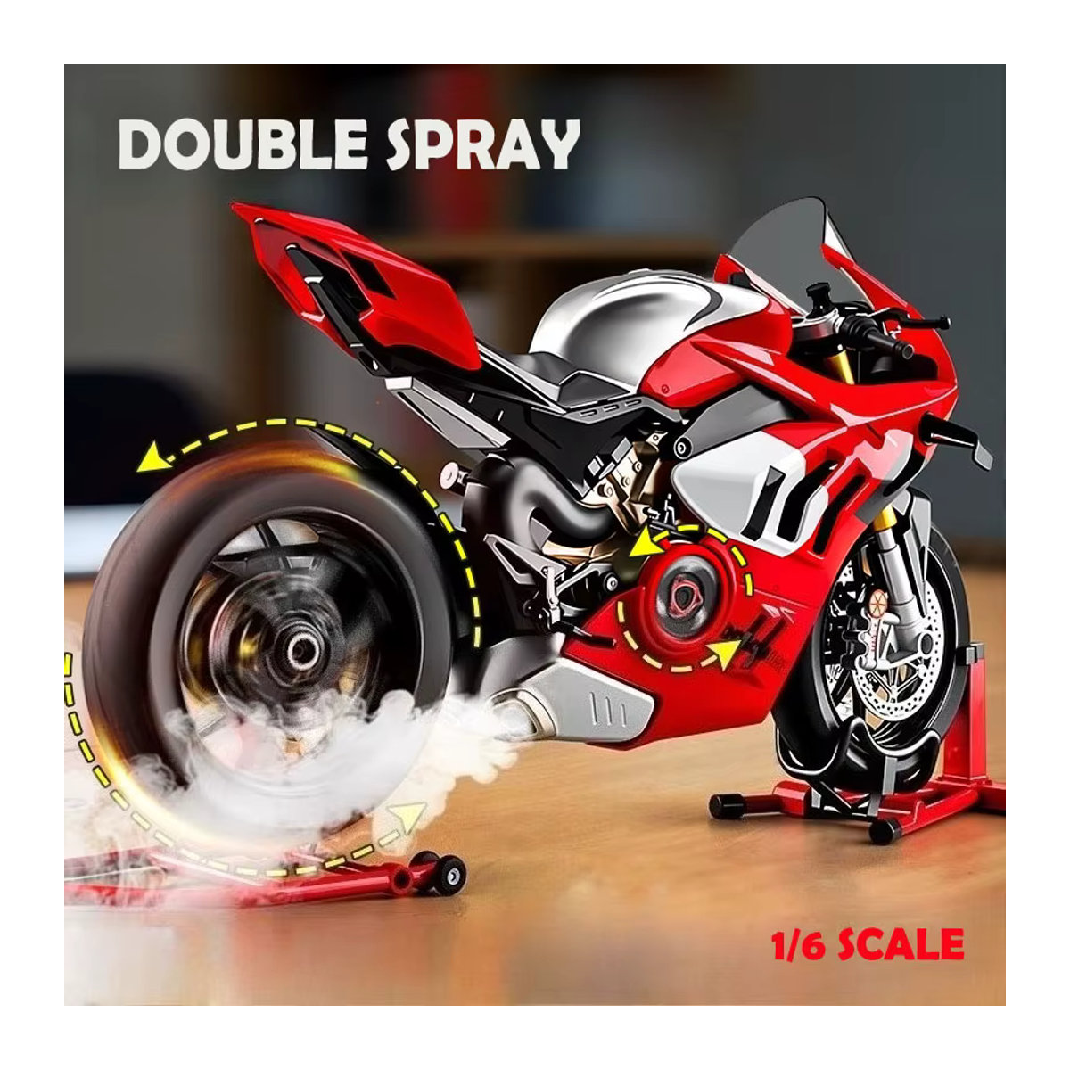 FEILEAP Ducati V4S Racing Motorrad Modell aus Legierung in Rot, Maßstab 1:6 - Bild 2