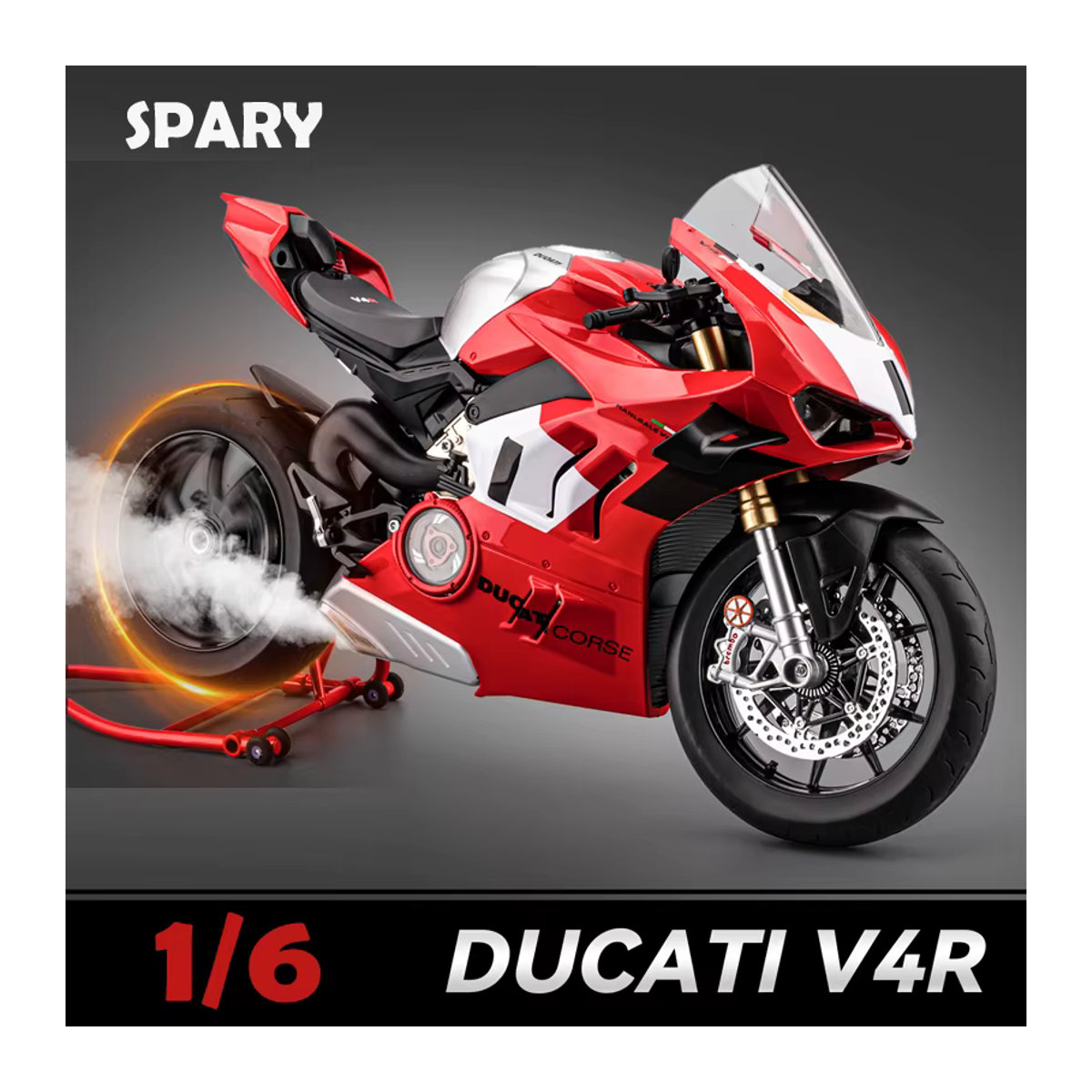 FEILEAP Ducati V4S Racing Motorrad Modell aus Legierung in Rot, Maßstab 1:6 - Bild 3