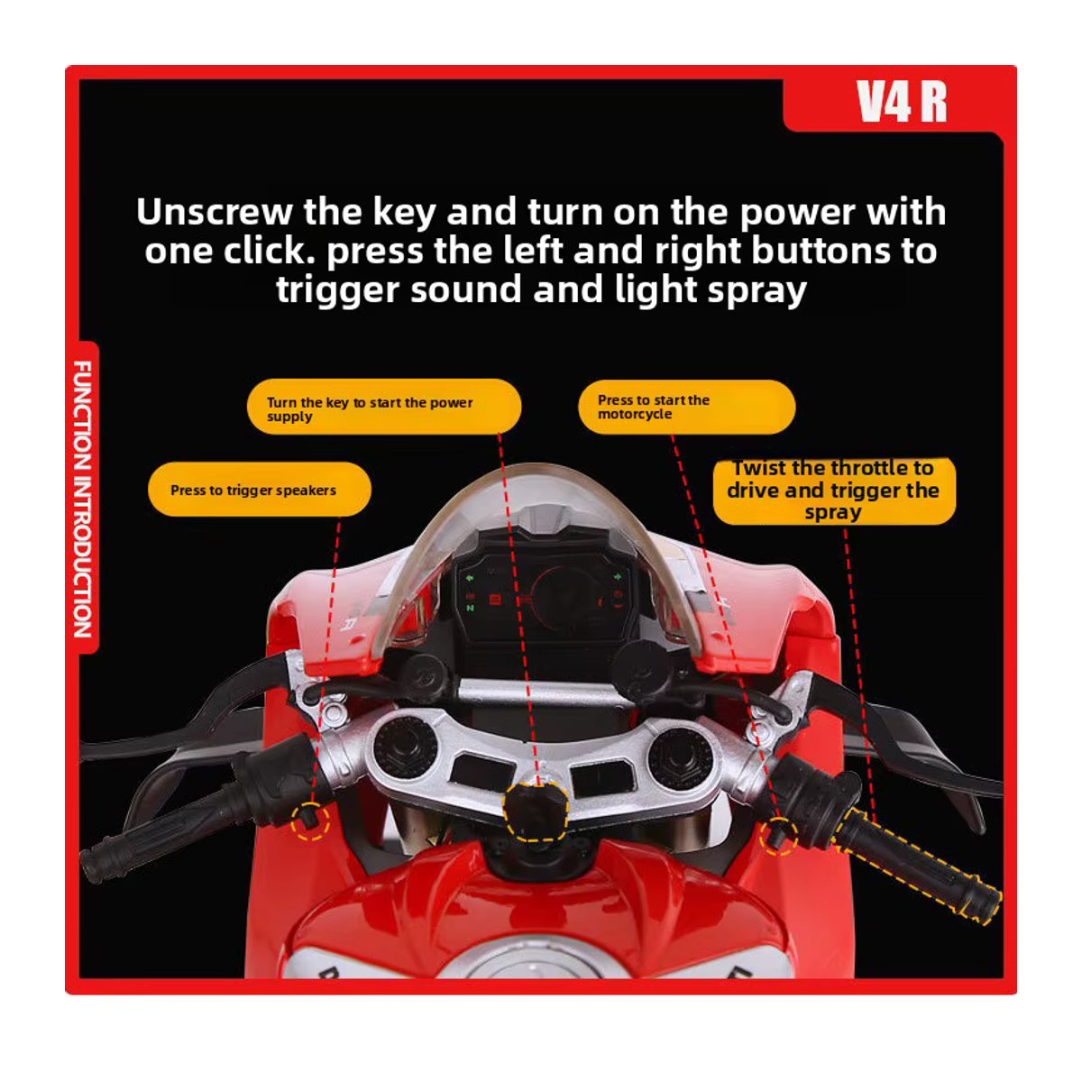 FEILEAP Ducati V4S Racing Motorrad Modell aus Legierung in Rot, Maßstab 1:6 - Bild 5