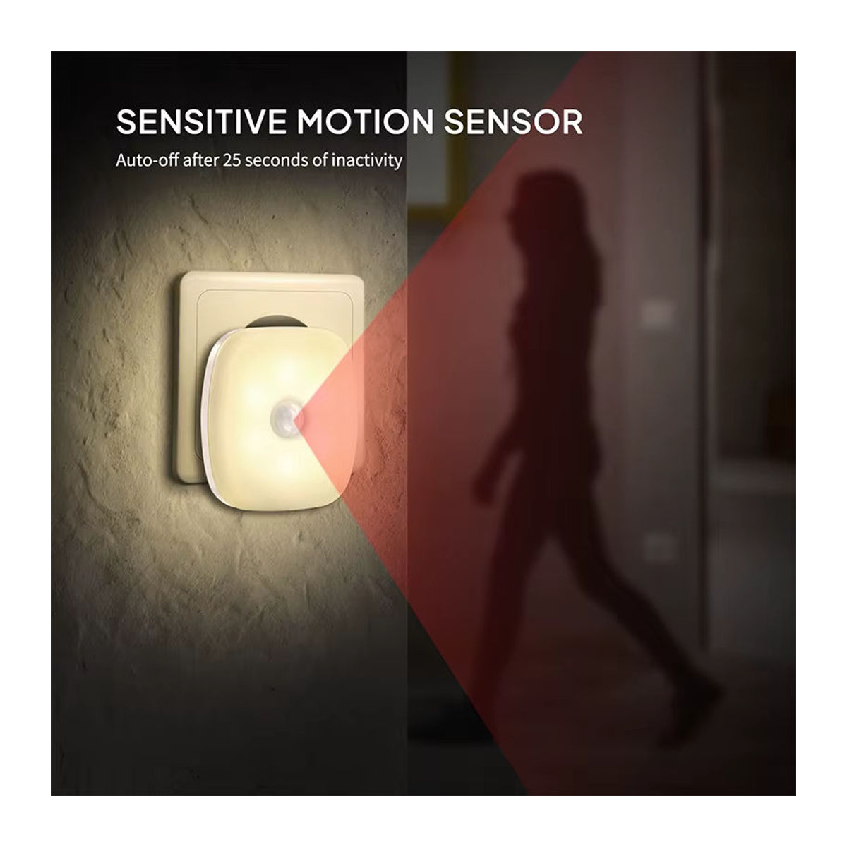 Feimefeiyou Drahtlose LED Nachtlicht mit Bewegungssensor, Weiß, Minimalistisches Design für Schlafzimmer und Flur - Bild 1