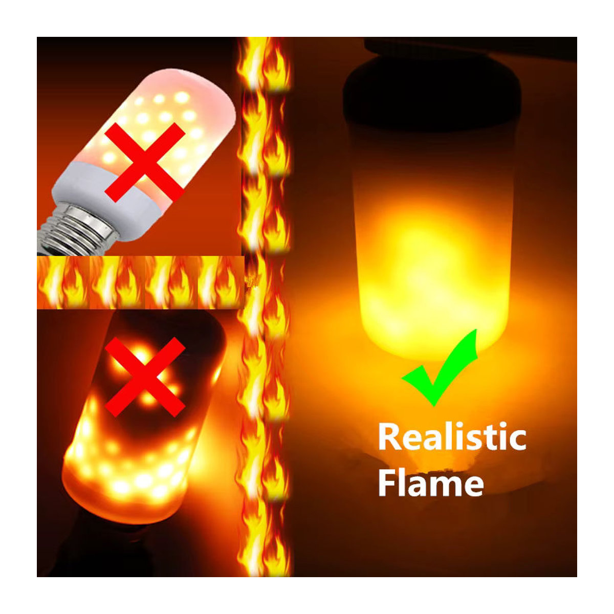 Feimefeiyou E27 LED Flammen-Glühbirne mit 4 Modi für Party und Dekoration in Gelb - Bild 2