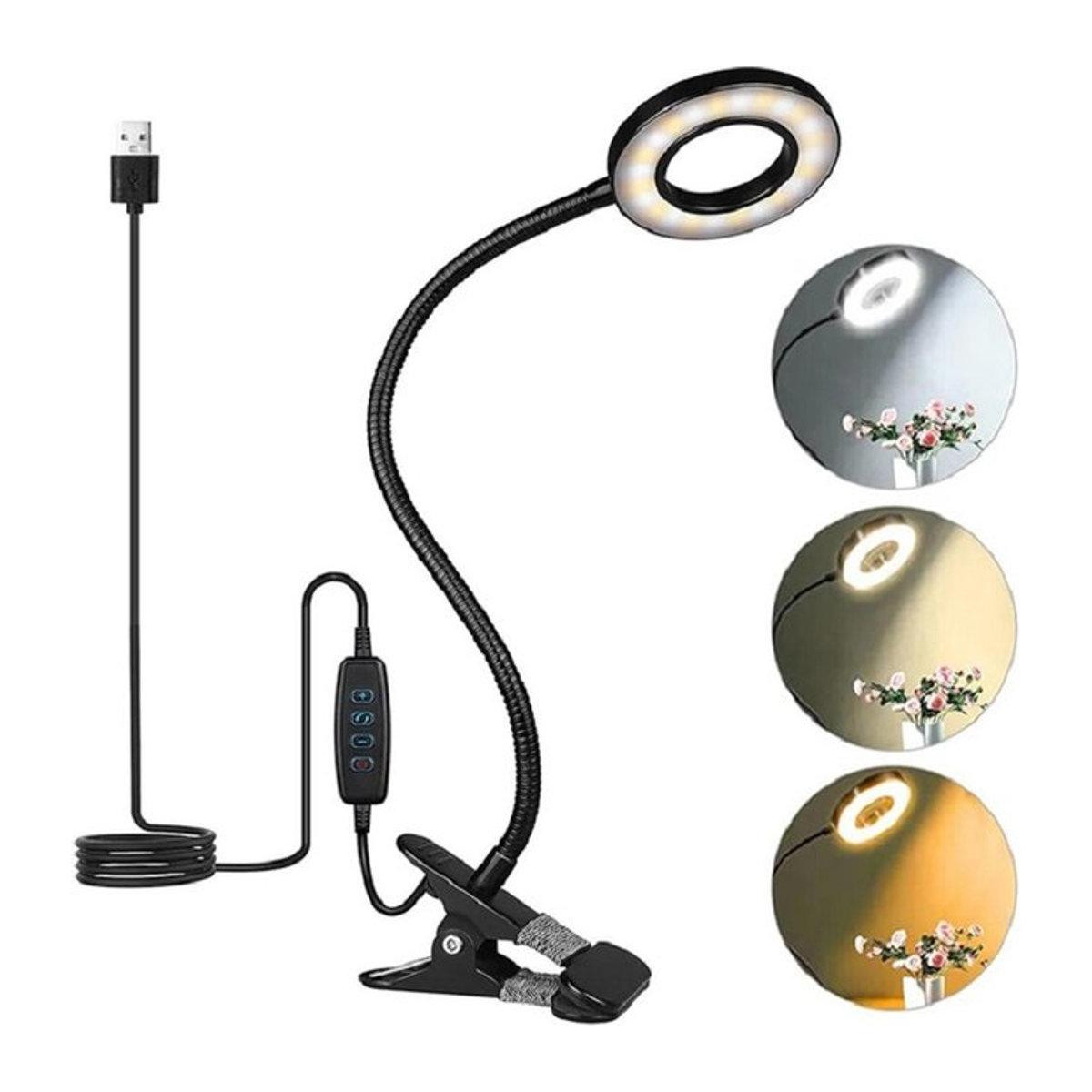 Feimefeiyou Flexible LED Schreibtischlampe in Schwarz mit verstellbarer Klemmung für Schreibtisch und Bett - Bild 1