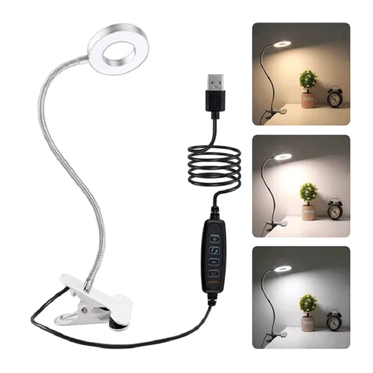Feimefeiyou Flexible LED Schreibtischlampe in Schwarz mit verstellbarer Klemmung für Schreibtisch und Bett - Bild 3