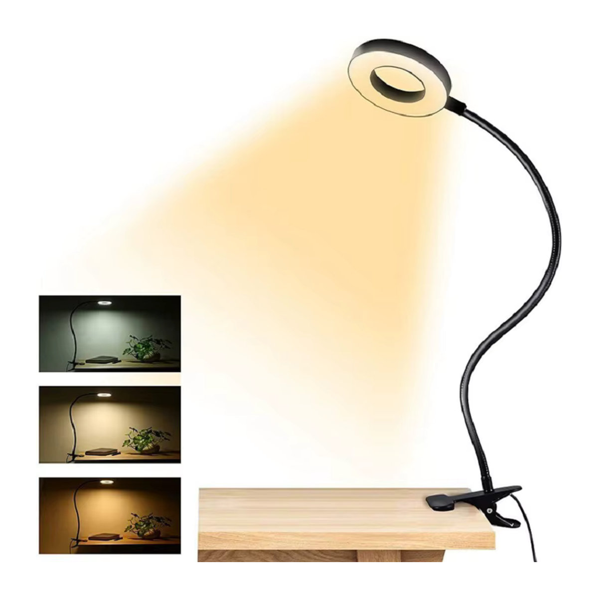 Feimefeiyou Flexible LED Schreibtischlampe in Schwarz mit verstellbarer Klemmung für Schreibtisch und Bett - Bild 5