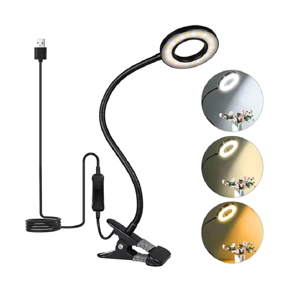 Feimefeiyou Flexible LED Schreibtischlampe in Schwarz mit verstellbarer Klemmung für Schreibtisch und Bett - Bild 6