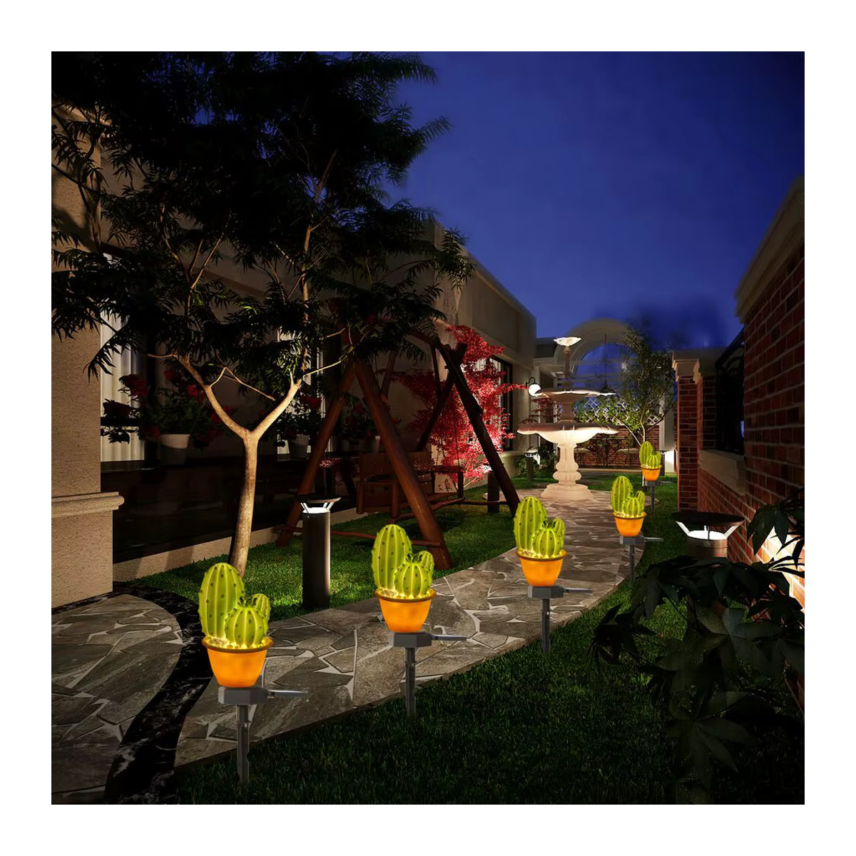 Feimefeiyou LED Solar Wegeleuchte Grün Wasserdichte Solar Lampe für Garten und Terrasse - Bild 2
