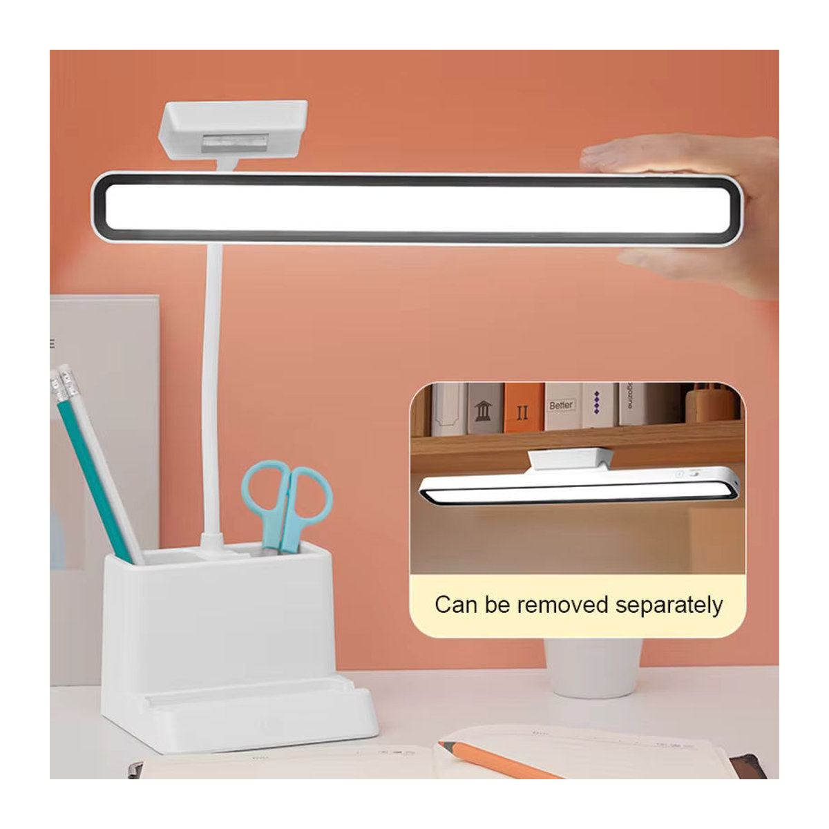 Feimefeiyou LED-Tischlampe in Weiß, wiederaufladbar mit USB-Licht und stufenlosem Dimmen, magnetisch und zum Aufhängen, ideal als minimalistisches Nachtlicht oder Leselampe für Schlafzimmer und Studentenwohnheime - Bild 2