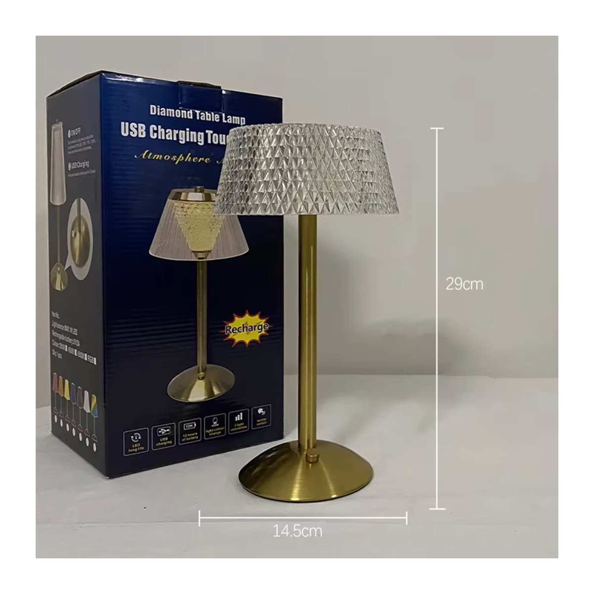 Feimefeiyou Moderne LED Tischlampe aus Glas mit Touch-Funktion als wiederaufladbares Nachtlicht für Schlafzimmer und Arbeitszimmer - Bild 4