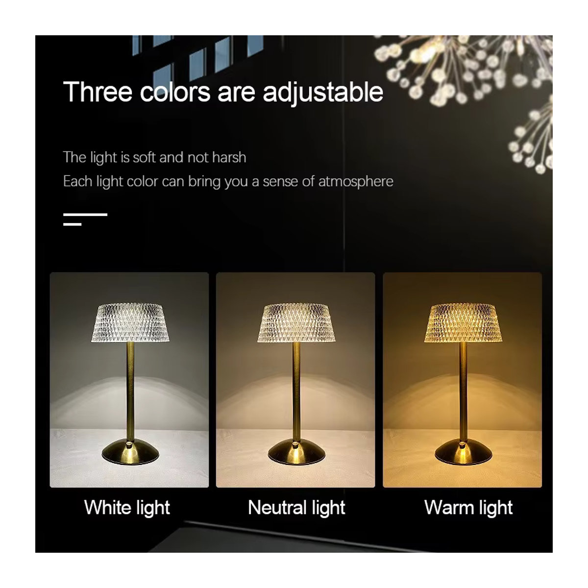 Feimefeiyou Moderne LED Tischlampe aus Glas mit Touch-Funktion als wiederaufladbares Nachtlicht für Schlafzimmer und Arbeitszimmer - Bild 6