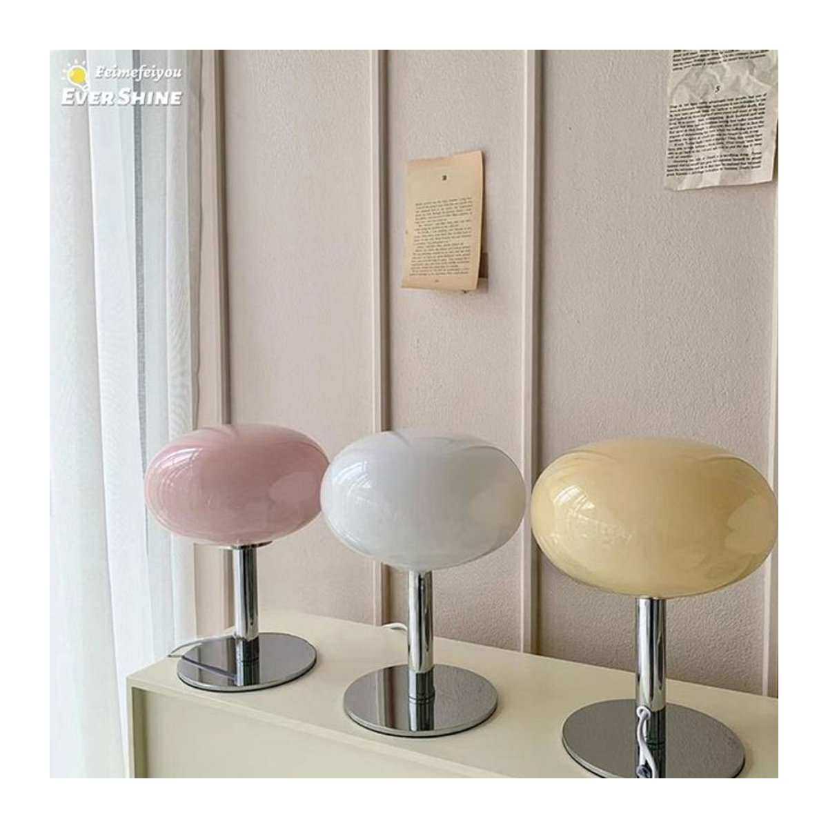 Feimefeiyou Skandinavische LED Tischlampe in Silber, stufenlos dimmbar, minimalistisches Design aus Kunststoff für Schlafzimmer, Wohnzimmer und Schreibtisch - Bild 1