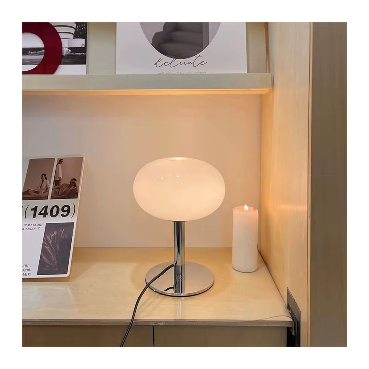 Feimefeiyou Skandinavische LED Tischlampe in Silber, stufenlos dimmbar, minimalistisches Design aus Kunststoff für Schlafzimmer, Wohnzimmer und Schreibtisch - Bild 2