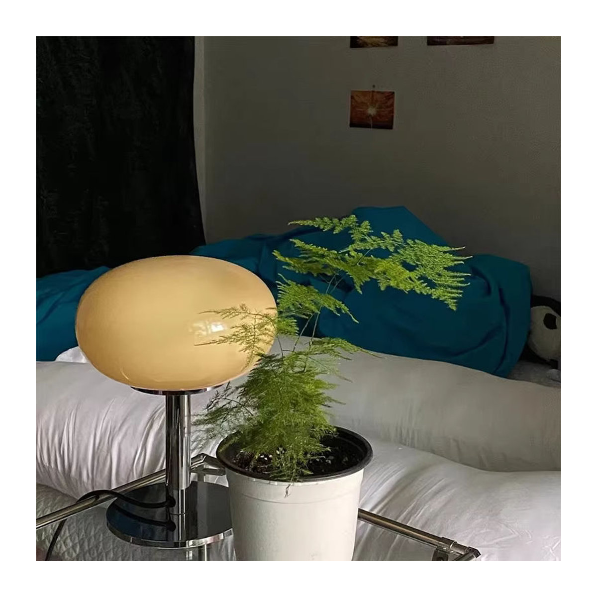 Feimefeiyou Skandinavische LED Tischlampe in Silber, stufenlos dimmbar, minimalistisches Design aus Kunststoff für Schlafzimmer, Wohnzimmer und Schreibtisch - Bild 4
