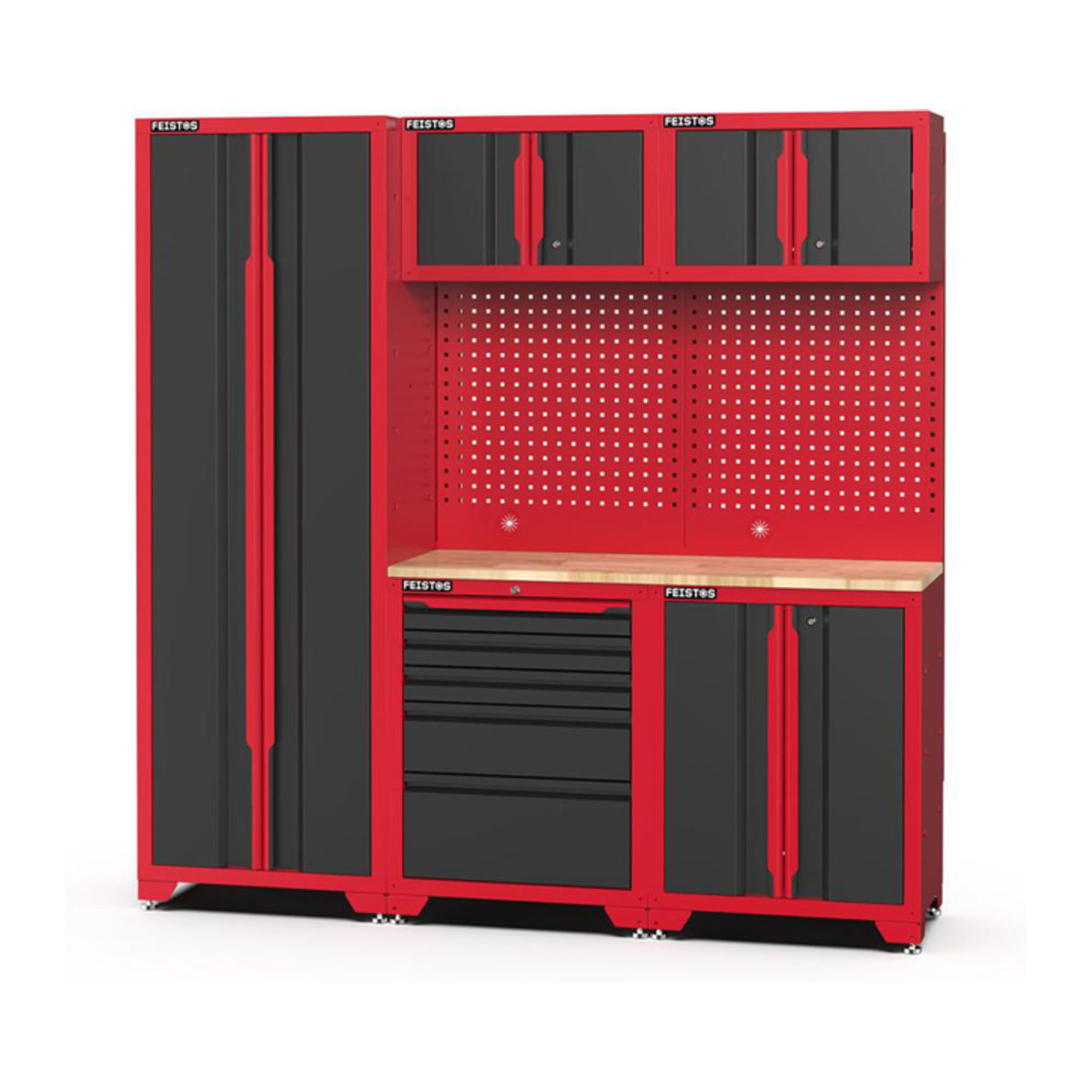 Feistos Werkstatteinrichtung Juno 22 Metall Werkzeugschrank schwarz rot B/T/H: 198 x 46 x 198 cm - Bild 2