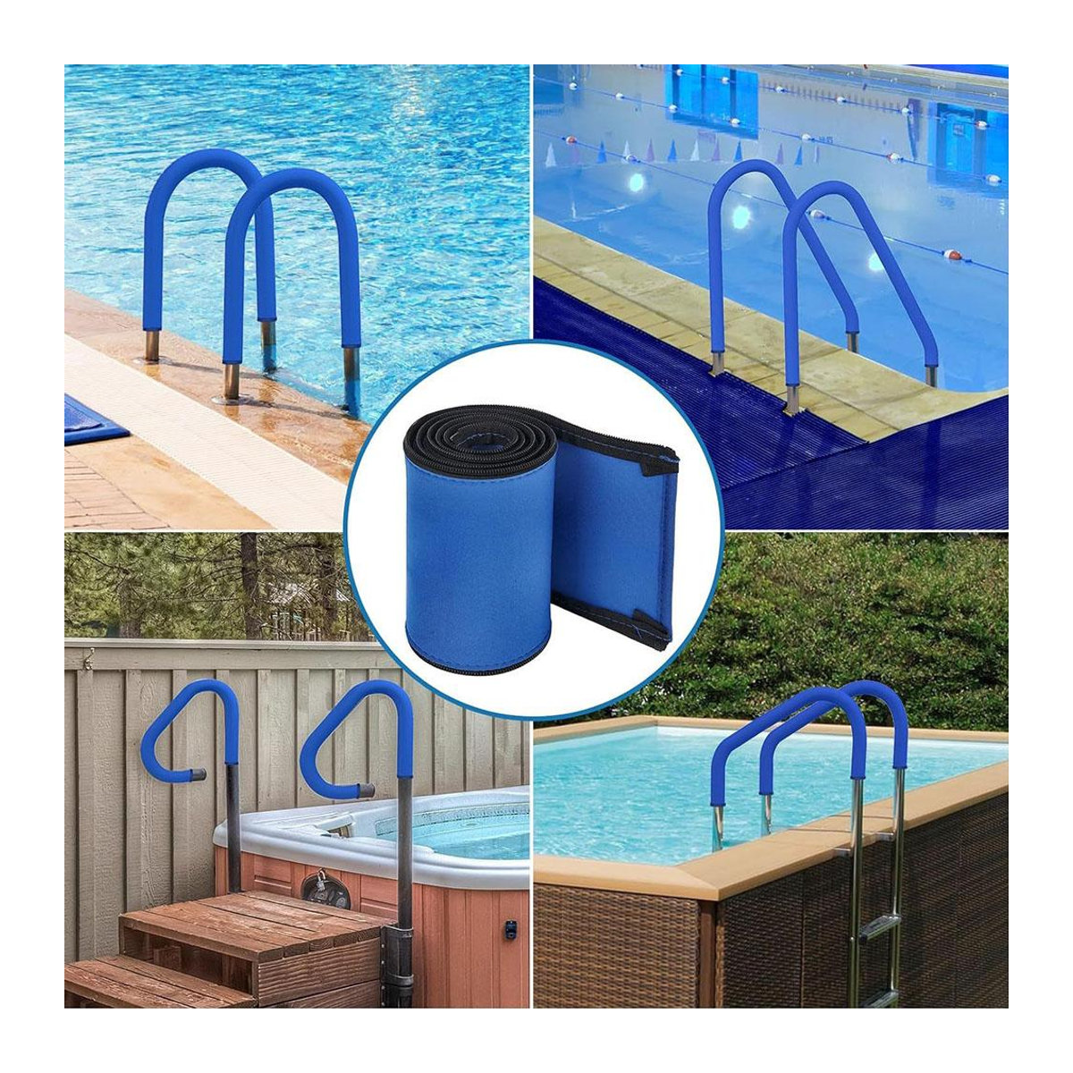 feiyanautoparts Schwimmbecken-Handlaufabdeckung mit Reißverschluss, Blau, B: 180 cm, H: 15 cm - Bild 2