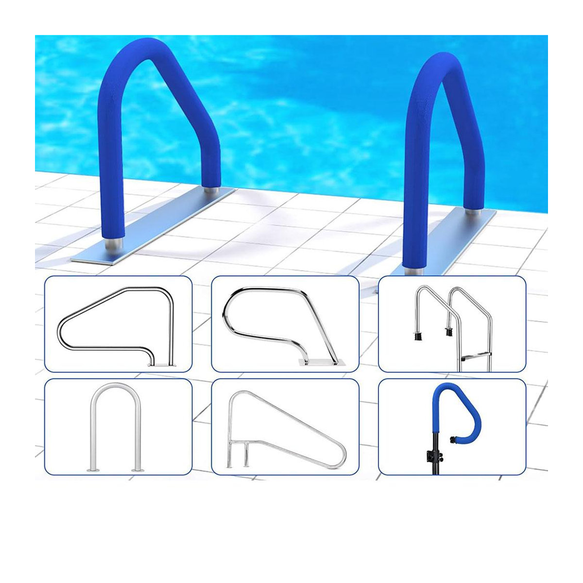feiyanautoparts Schwimmbecken-Handlaufabdeckung mit Reißverschluss, Blau, B: 180 cm, H: 15 cm - Bild 4