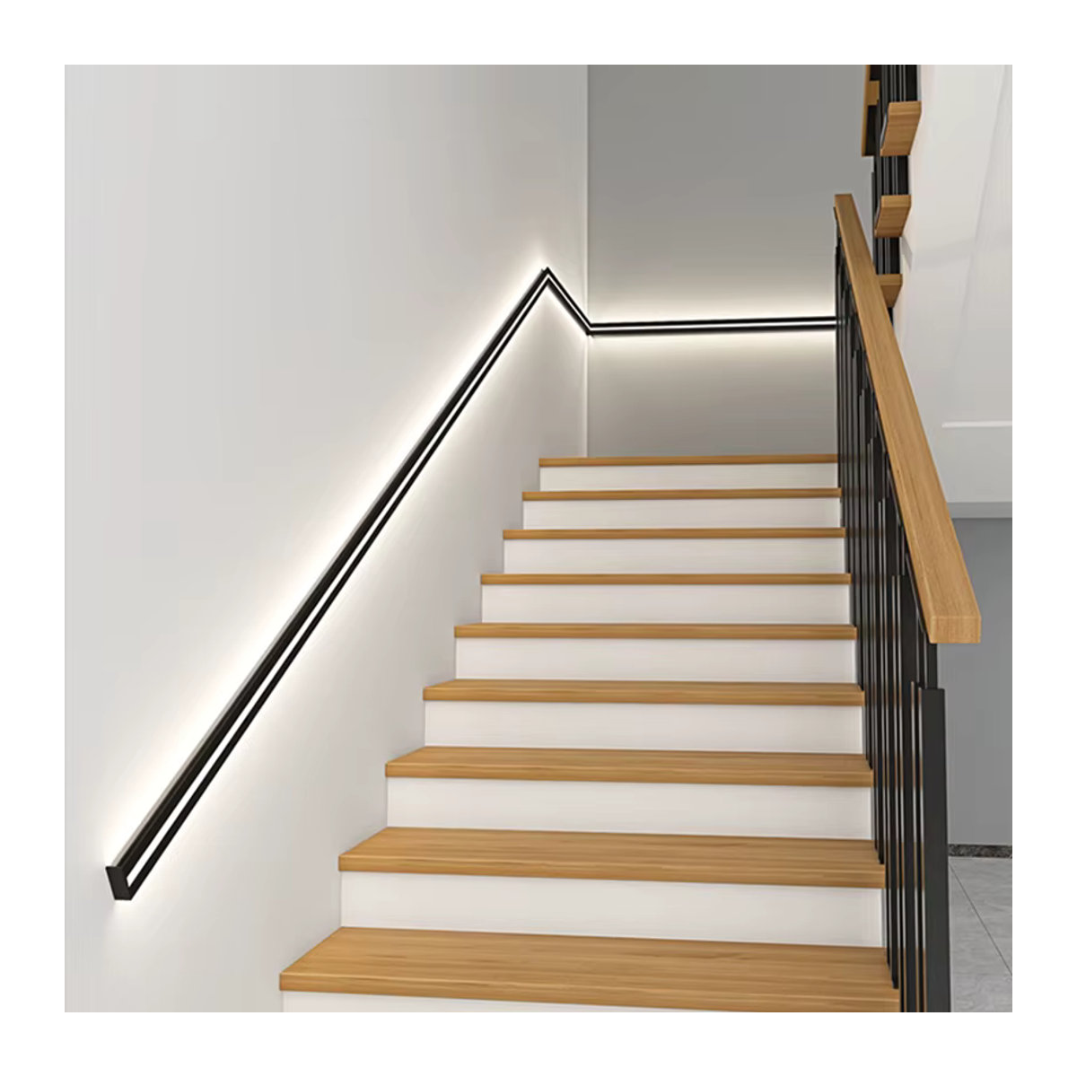 Feiyunlux Minimalistische Aufputz-Wandleuchte mit langer Armlehne für Flur, Treppe und Schlafzimmer in Weiß oder Schwarz - Bild 2