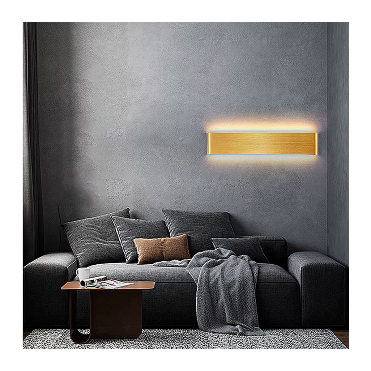 Feiyunlux Moderne LED Wandleuchte aus Aluminium in Goldbraun für Wohnzimmer und Schlafzimmer - Bild 3