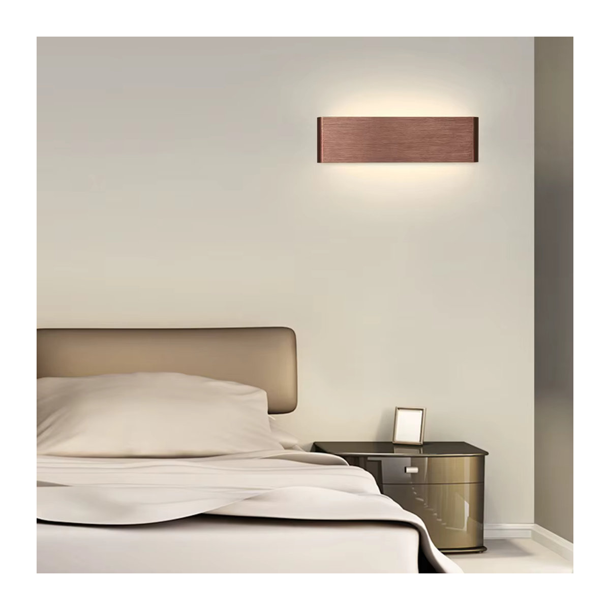 Feiyunlux Moderne LED Wandleuchte aus Aluminium in Goldbraun für Wohnzimmer und Schlafzimmer - Bild 4