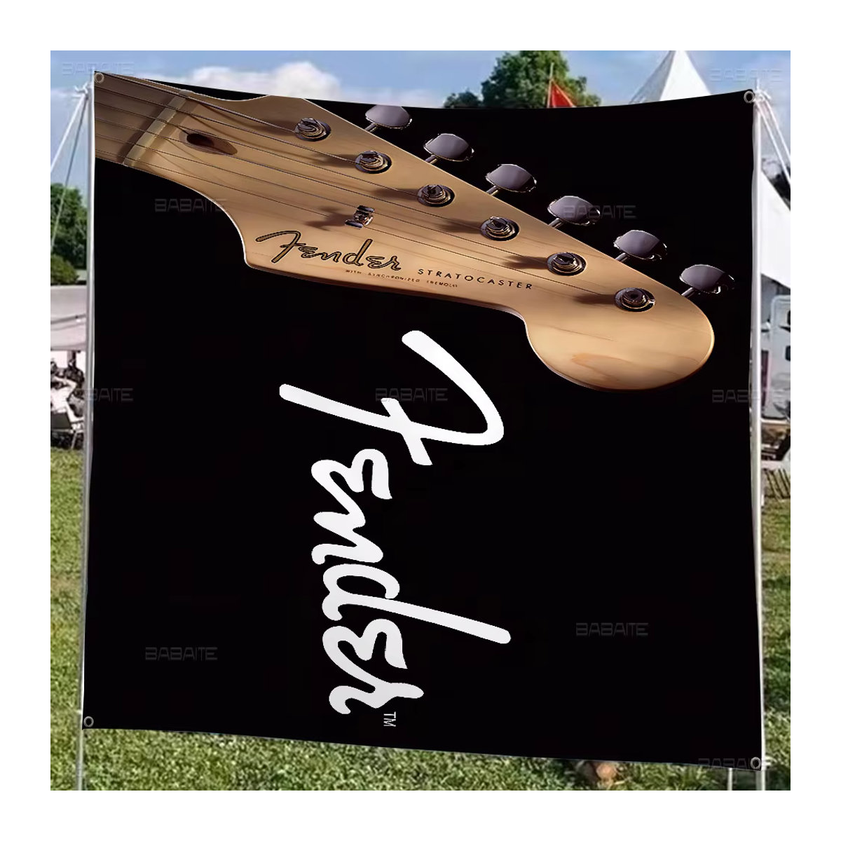 Fender Gitarre Wandbanner Schwarz als dekorative Textilflagge für dein Zimmer - Bild 3