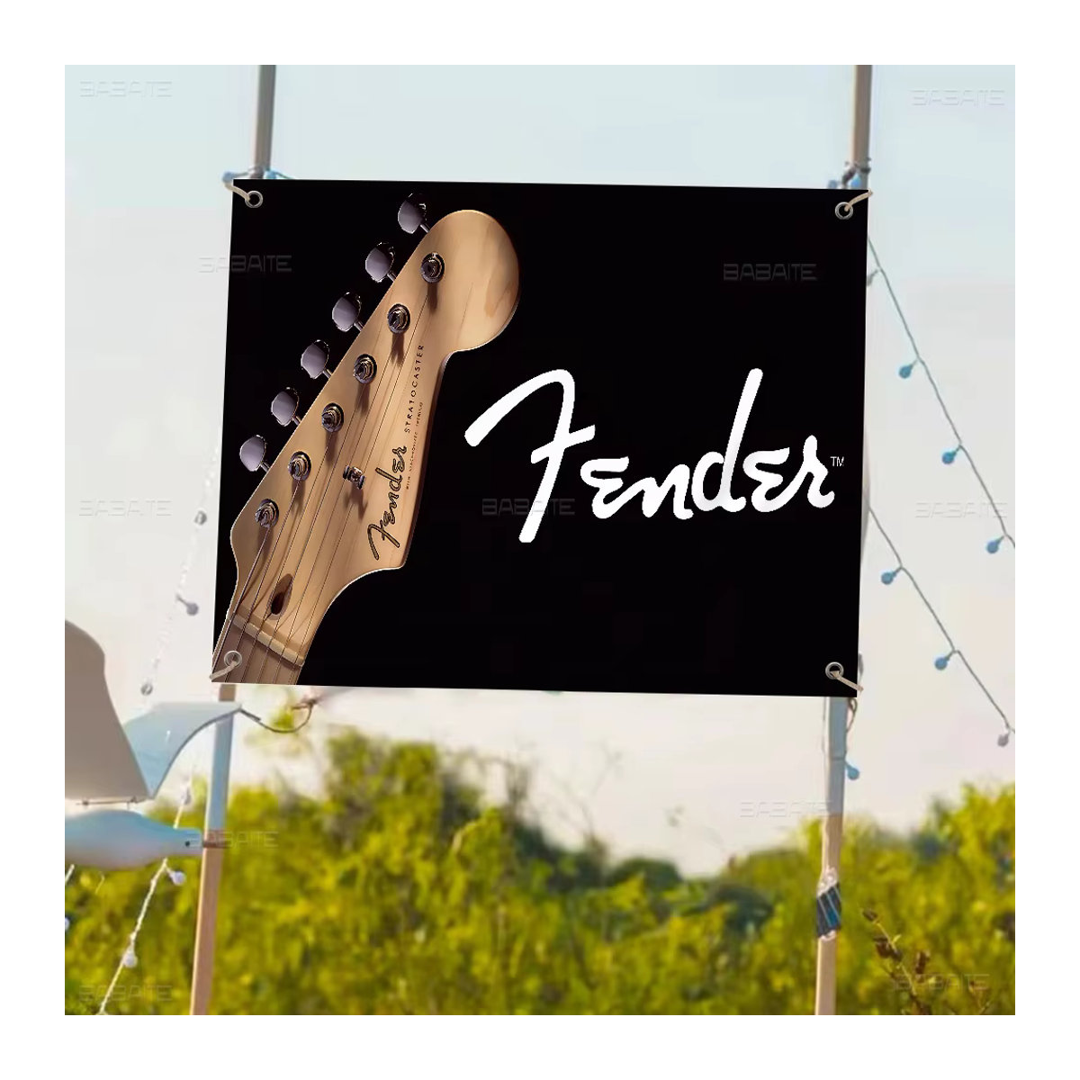 Fender Gitarre Wandbanner Schwarz als dekorative Textilflagge für dein Zimmer - Bild 4