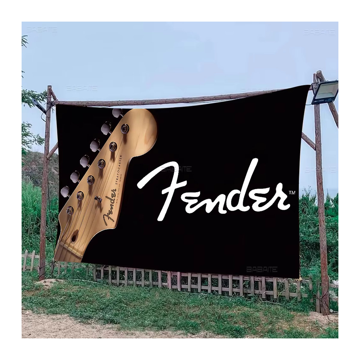 Fender Gitarre Wandbanner Schwarz als dekorative Textilflagge für dein Zimmer - Bild 5