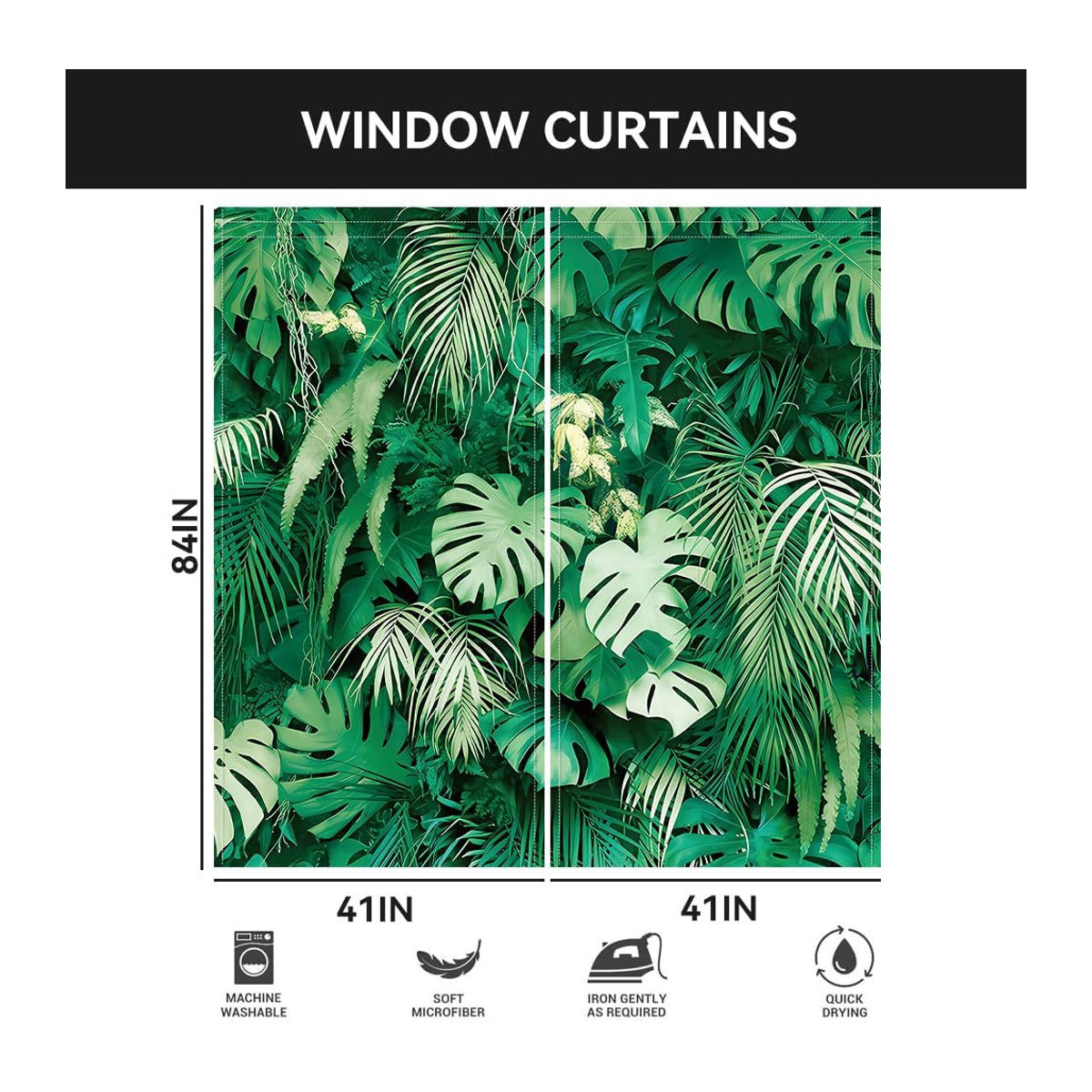 Fenstervorhang mit tropischem Palmenblatt-Design von Tonnika Chen in Grün, B: 100 cm, H: 70 cm - Bild 1
